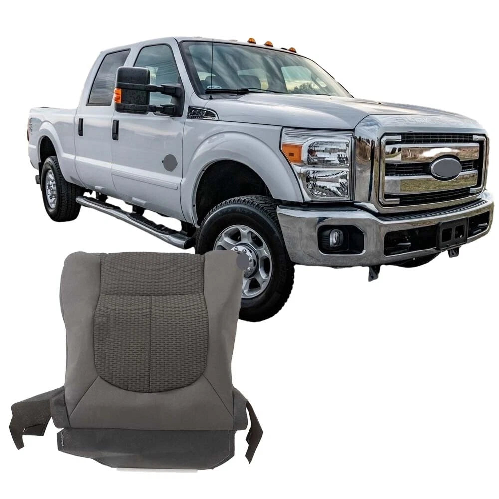 Front Driver Bottom Seat Cover Cloth Gray for Ford F250 F350 F450 F550 (2011–2016)