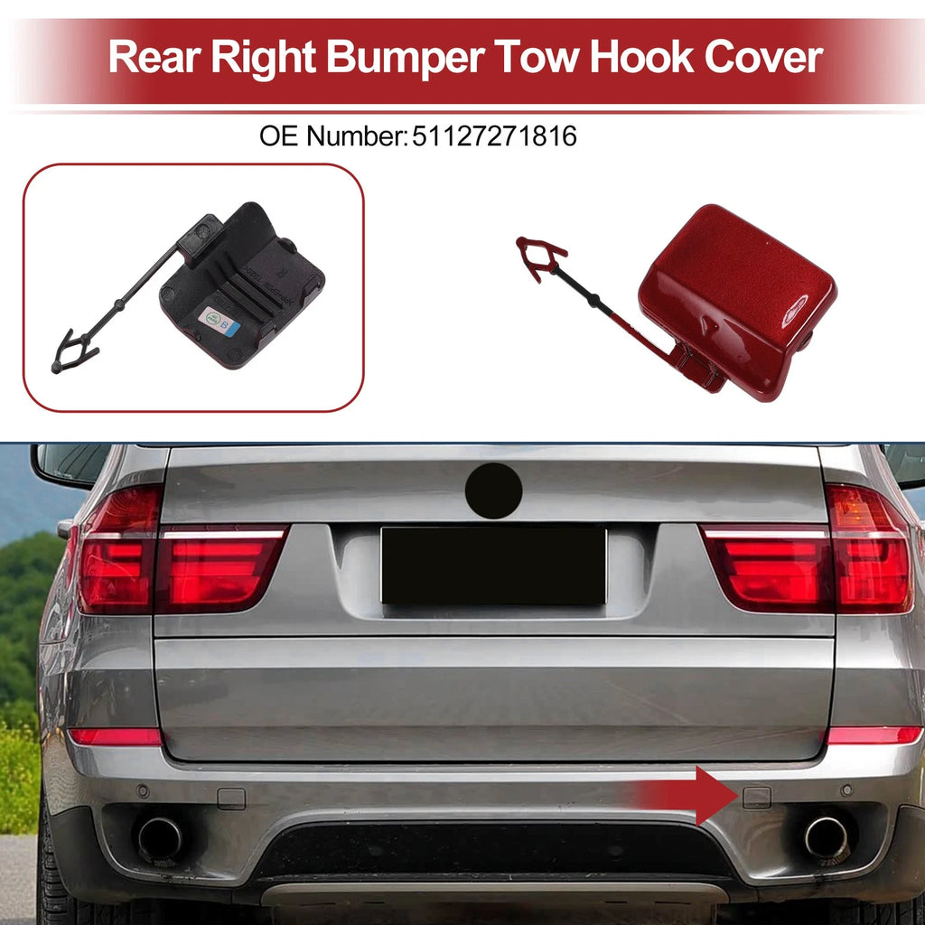 Tow Hook Cover Cap for BMW X5 E70 (2011–2013) No. 51127271816 Red