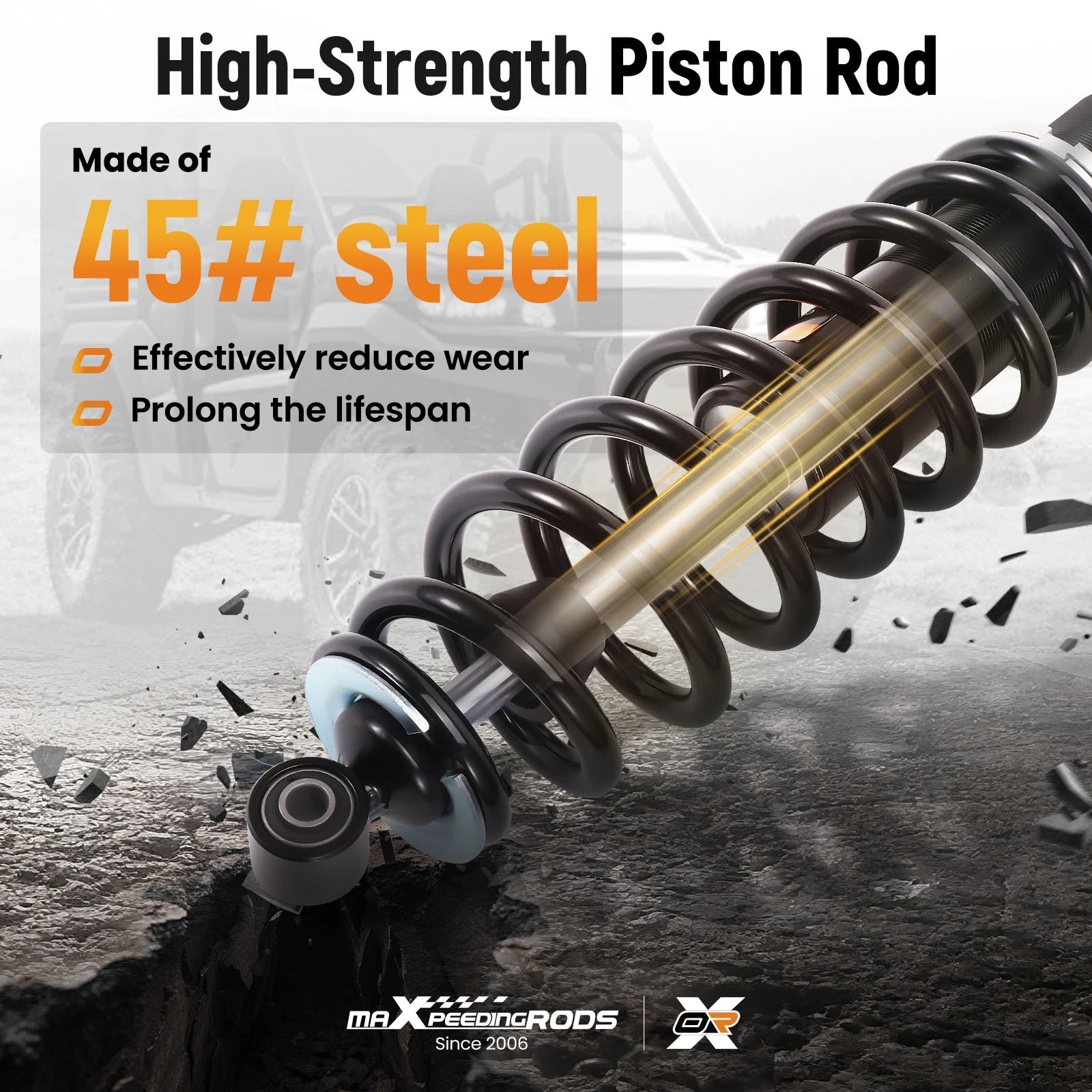 Pair Rear Shock Absorbers for Polaris Ranger 500 800 700 (2006-2014)