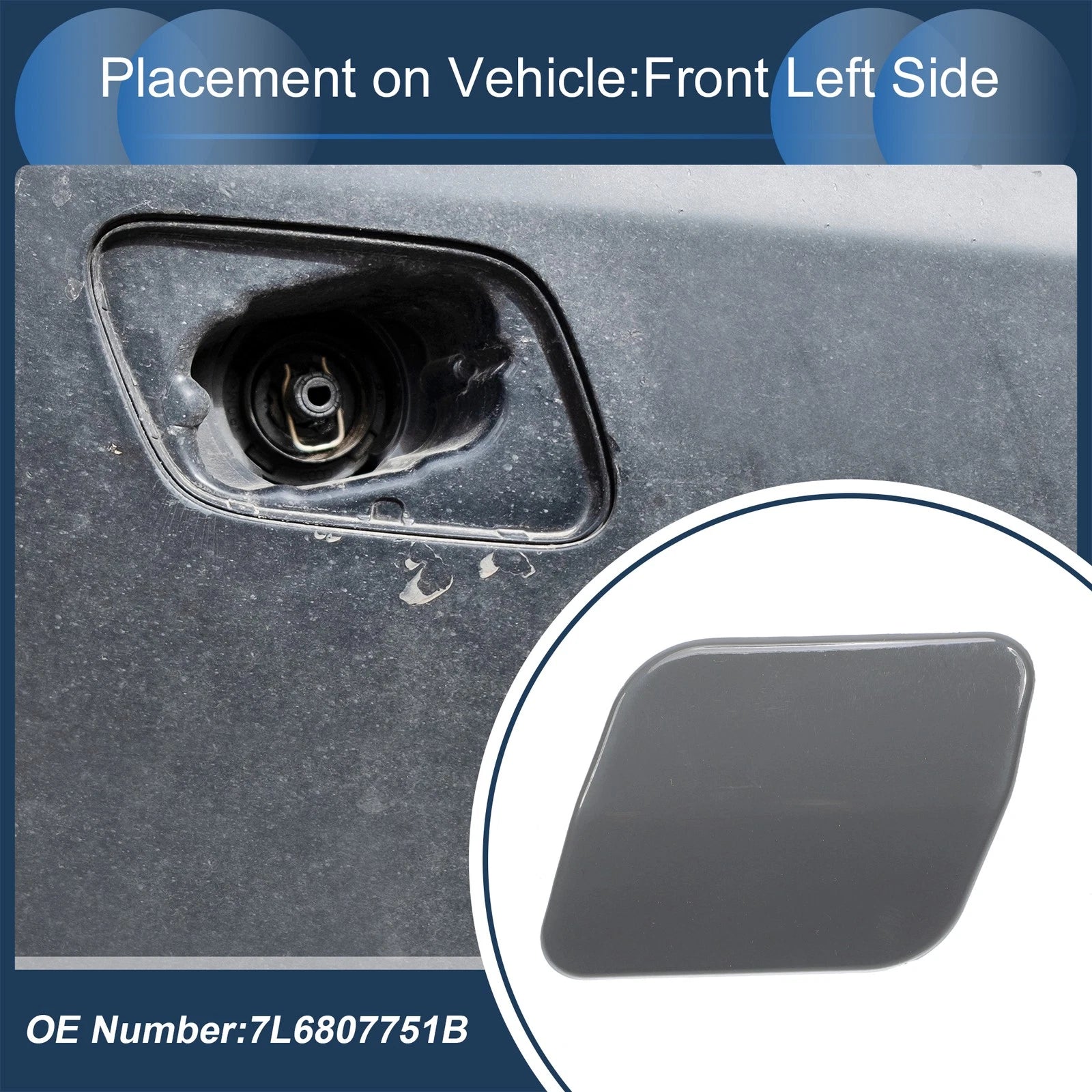Front Left Washer Nozzle Cover Cap for Volkswagen Touareg (2007–2010) 1 Pcs