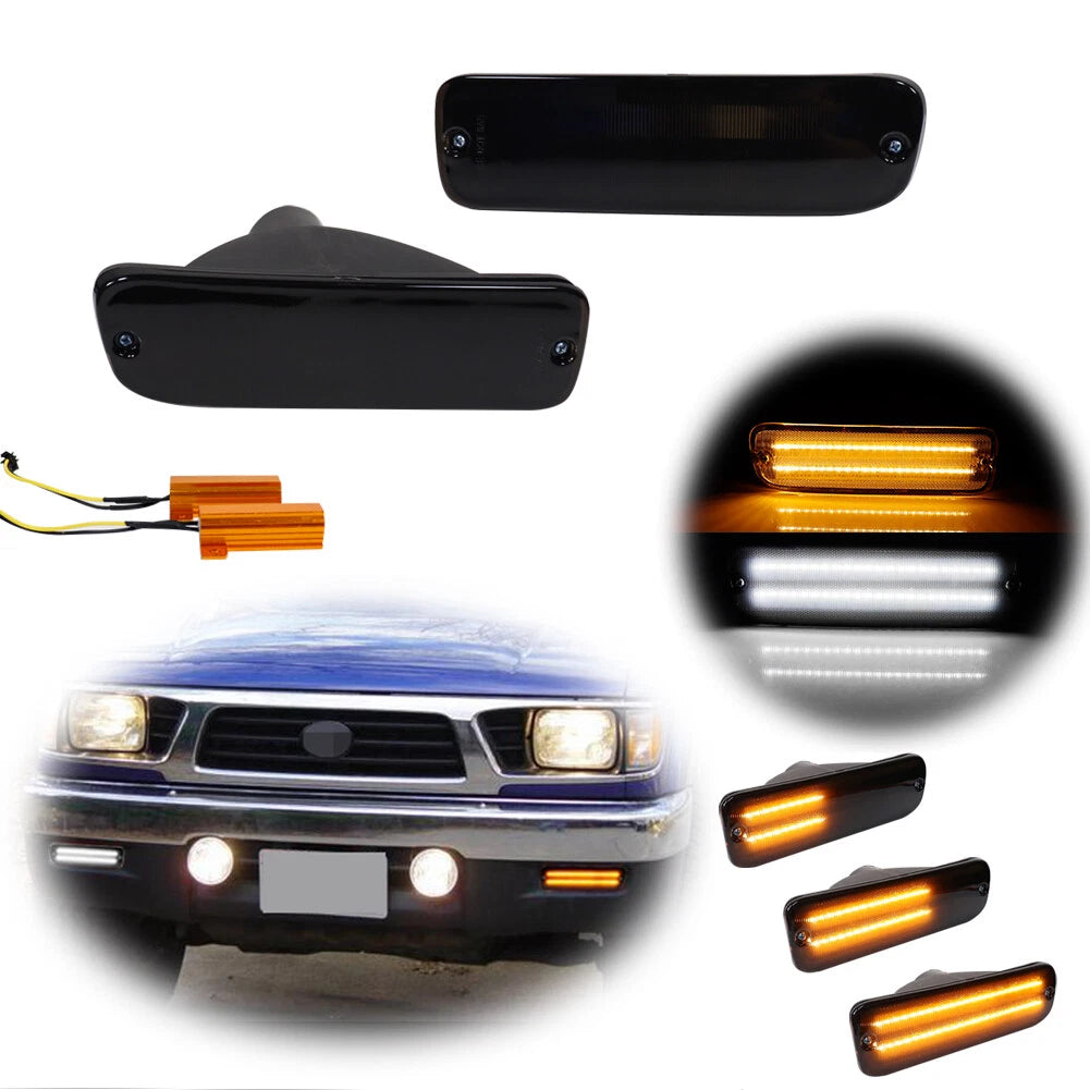 Smoked Lens LED Amber White Signal Parking Lights for Toyota Tacoma (1995–2000)