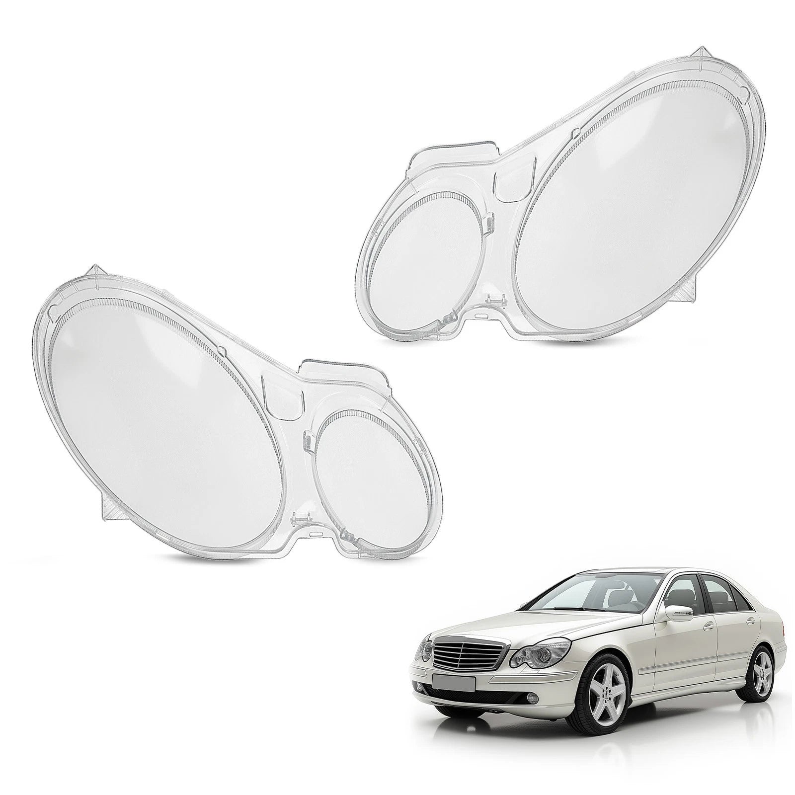 Headlamp Lens Covers Pair for Mercedes-Benz W211 E-Class (2002–2008)