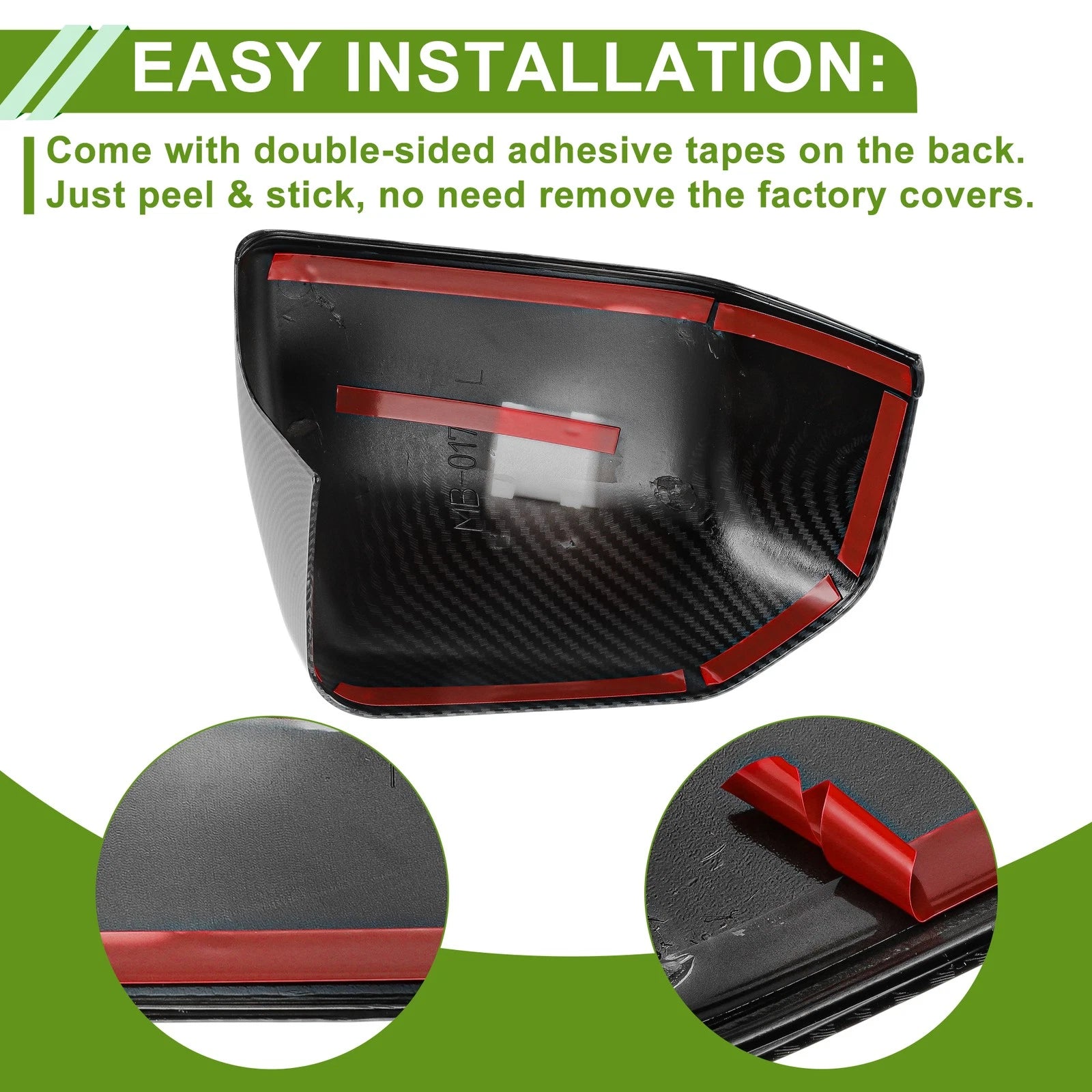 2X Side Mirror Cover Caps for Ford F150 (2015–2020) Black