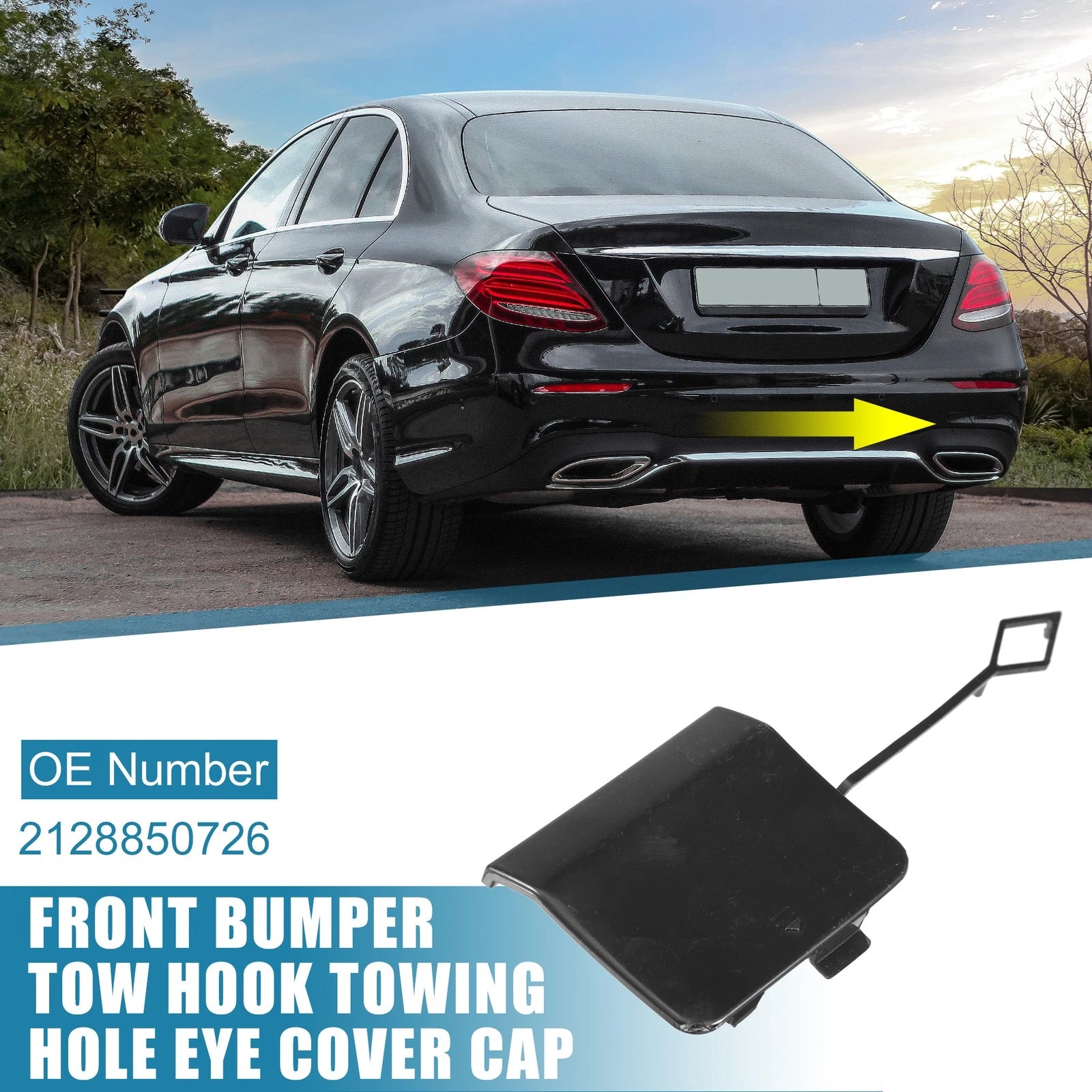 Tow Hook Cover for Mercedes E Class Sedan (2017–2023) 2128850726 Black