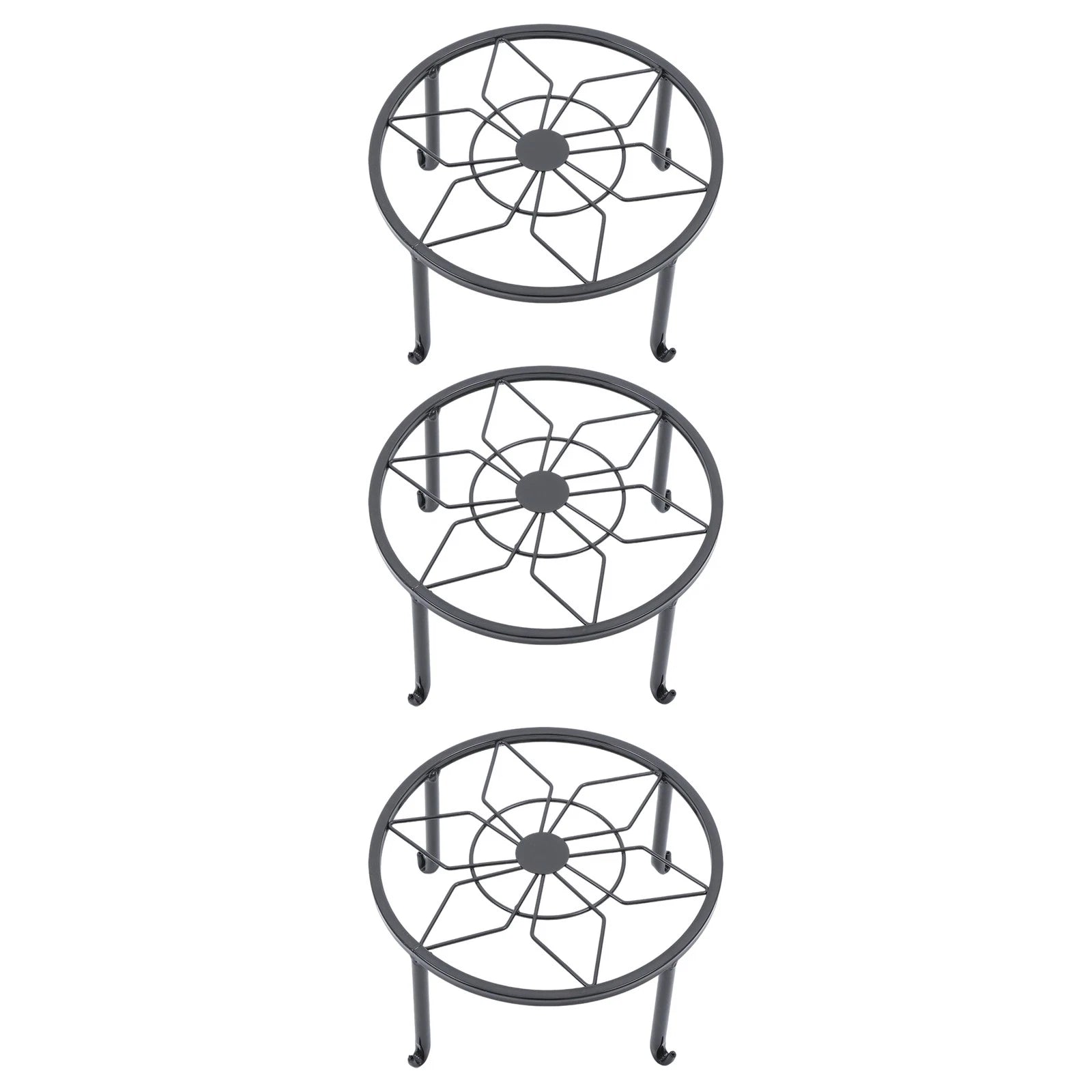 3/4 Pack 9" Metal Plant Stands for Flower Pot (Heavy Duty, Black)