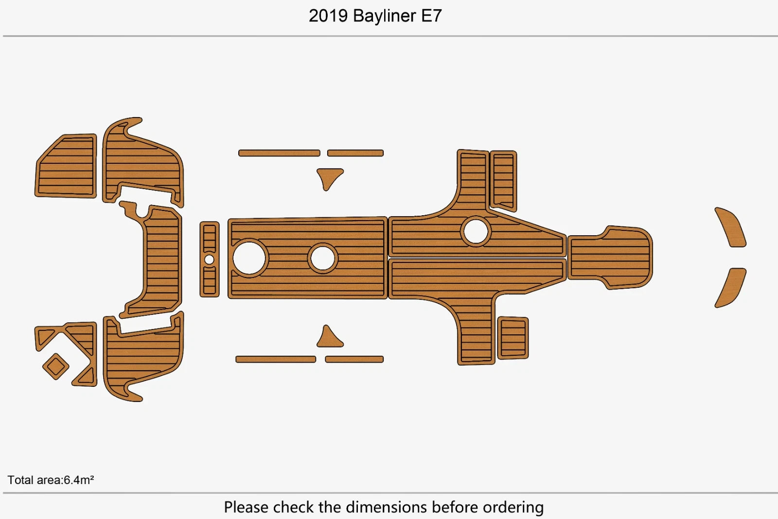 EVA Foam Faux Teak Deck Flooring Mats for Bayliner E7 (2019)