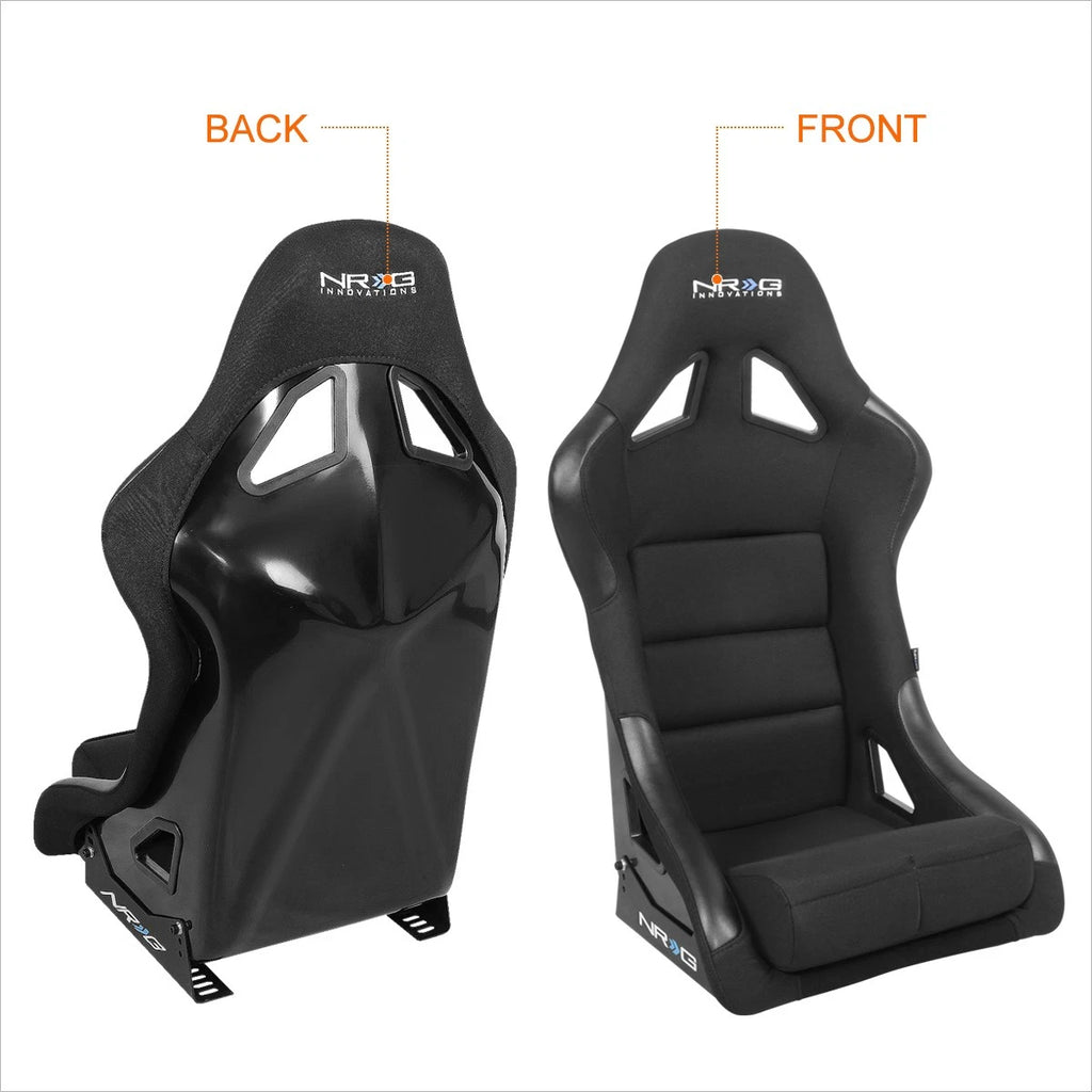 2X Fixed Back Racing Bucket Seat + Side Bracket for NRG Innovation (FRP-330)