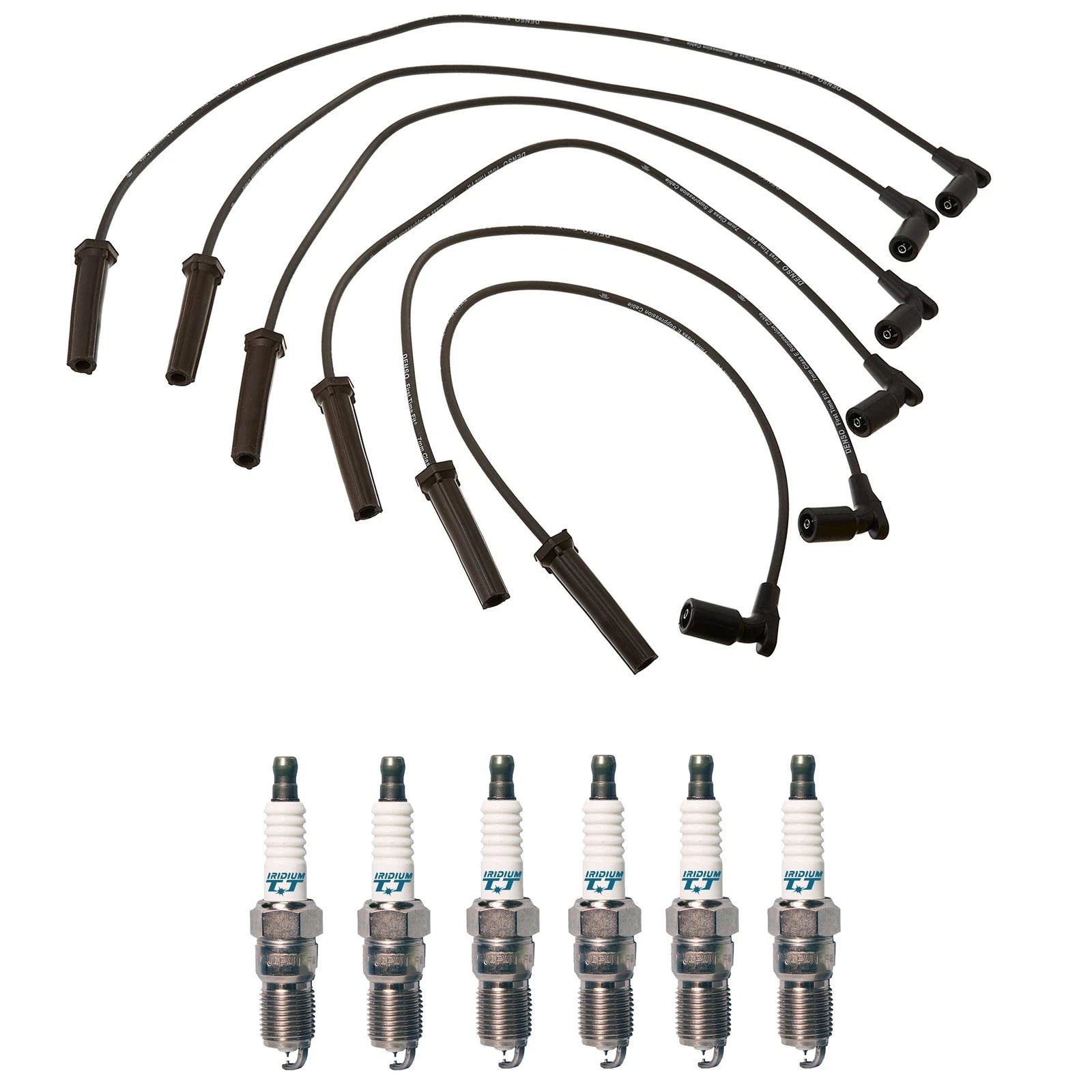 Denso 7mm Wire Set & 6 Iridium TT Spark Plugs Kit for Chevy GMC 4.3L V6