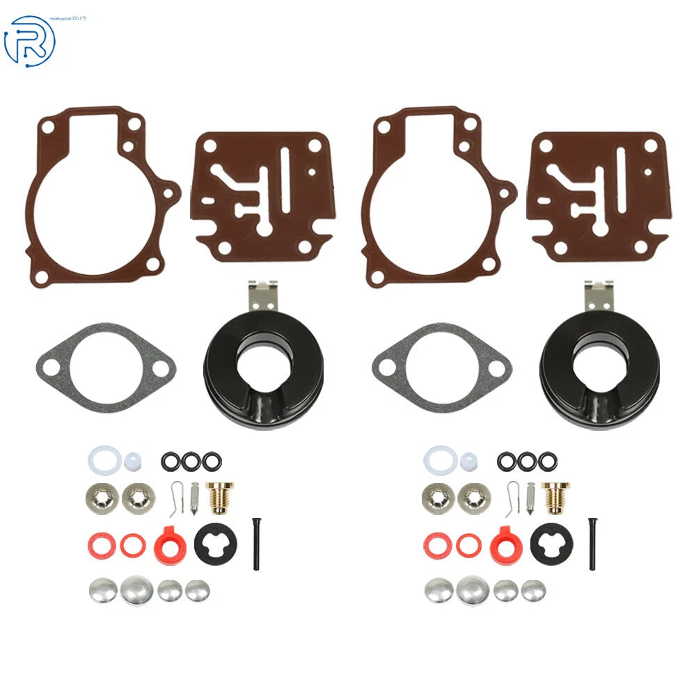2X Carburetor Rebuild Kit w/Float for Johnson Evinrude 50 55 60 HP (N/A)