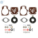 2X Carburetor Rebuild Kit w/Float for Johnson Evinrude 50 55 60 HP (N/A)