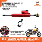 Red Hyper Pro Steering Damper Stabilizer for Monkey 125 Z125 (2021-2024)