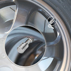 Set of 4 Silver Aluminum Tire Stem Caps 17mm Piston Style Valve Covers