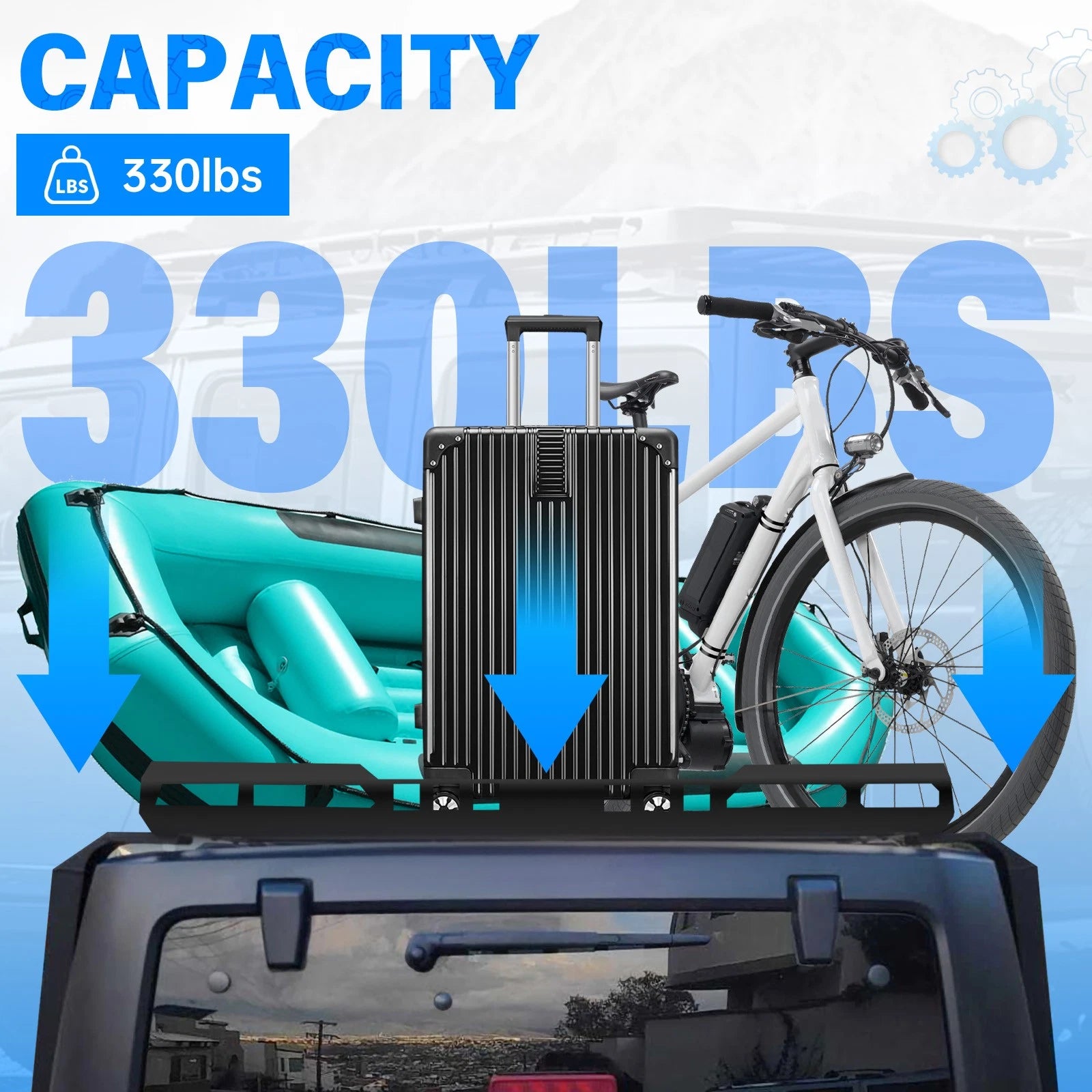 Roof Rack Luggage Carrier for Jeep Wrangler JK (2007–2018) 330LB, 2 Side Ladders