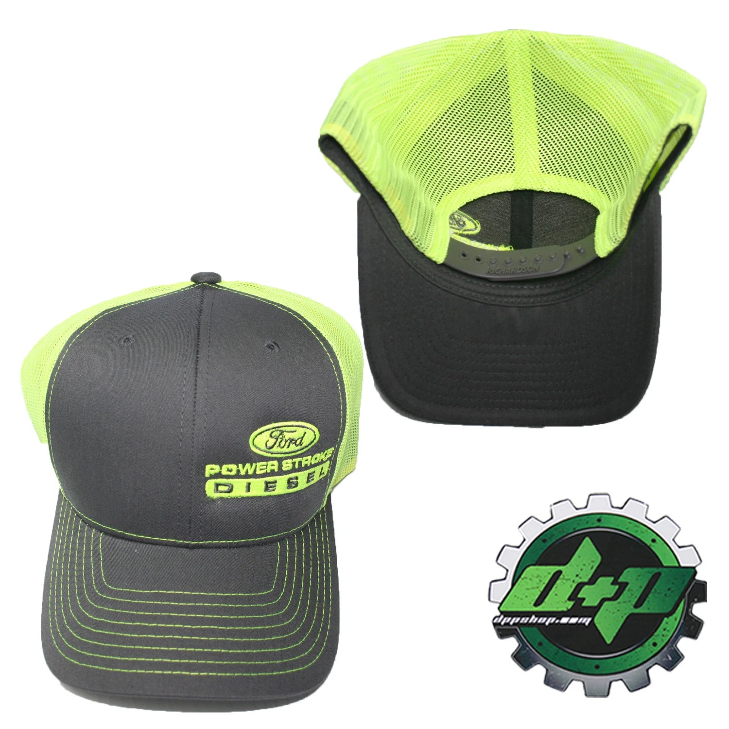 Ford Powerstroke Hat Charcoal Gray Yellow Mesh Snapback