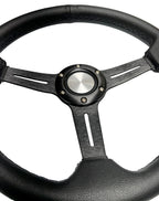 Steering Wheel with Leather Grip Brushed Black 6-Hole for Jeep Wrangler (2007–2018)
