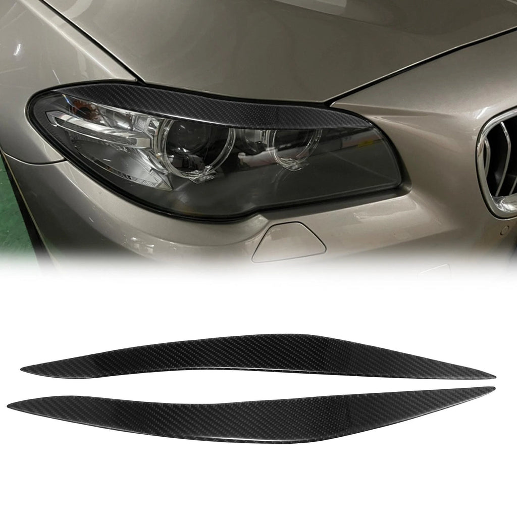 1 Pair Headlight Eyebrow Cover Sticker for BMW F10 (2011–2017) Carbon Fiber