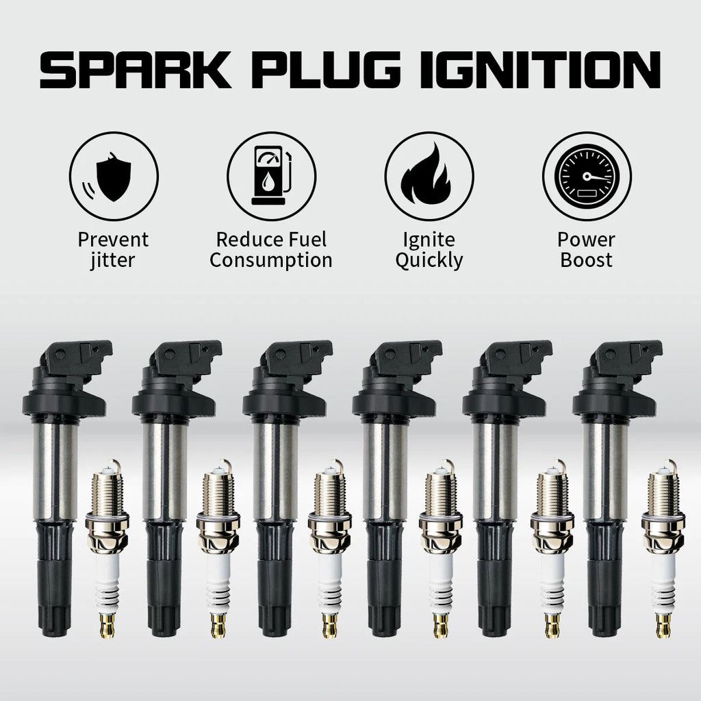 6X Ignition Coil & Spark Plug Set for BMW 325i 328i 330i 530i X3 X5 X6 (2006–2013) UF515 UF522
