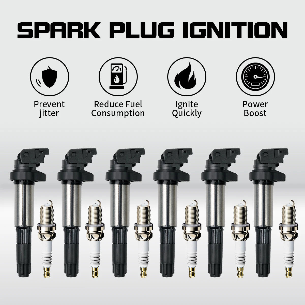 6X Ignition Coil & Spark Plug Set for BMW 325i 328i 330i 530i X3 X5 X6 (2006–2013) UF515 UF522