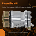 A/C Compressor with 6PK Clutch for Sanden 508 5H14 (R134A)