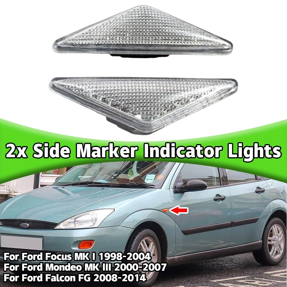 2X Clear Fender Side Marker Indicator Lights for Ford Mondeo MK III (2000–2007)