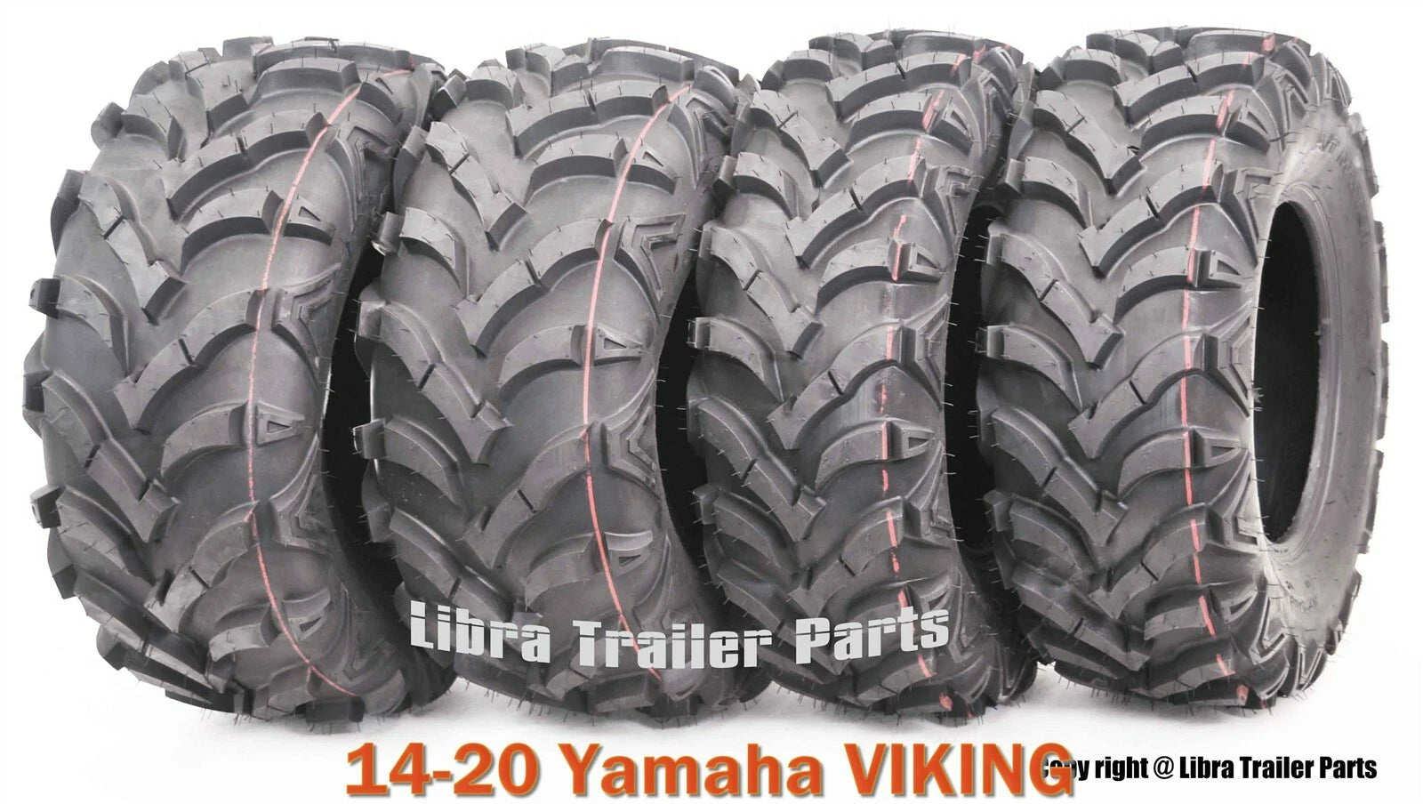 Set of 4 Solid Mud Tires 25X8X12 & 25X10X12 for Yamaha Viking (2014–2020)