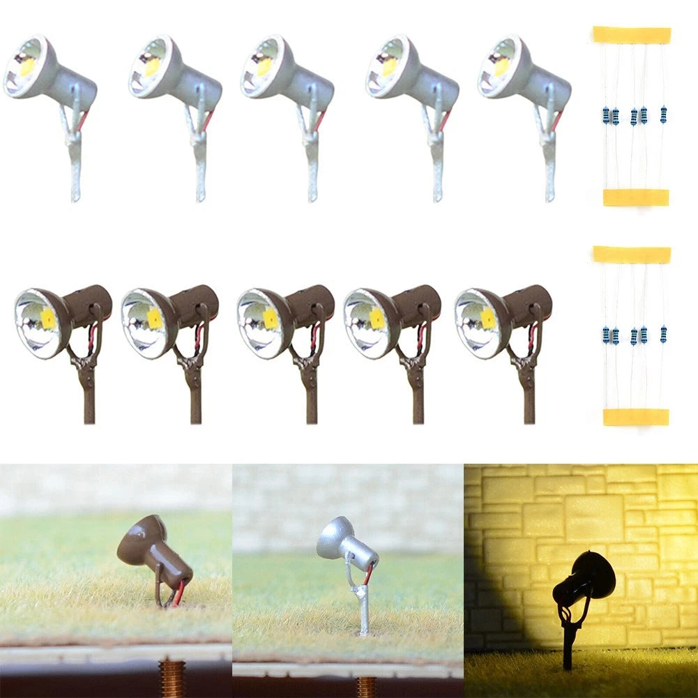 Set of 5 HO Scale LED Street Lamp Post Lights