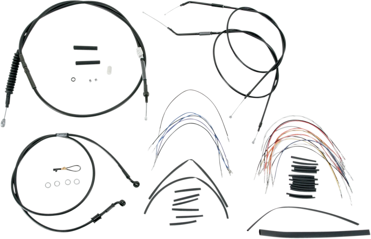 Complete Black Vinyl Handlebar Cable/Line Kit for Ape Hangers 16"