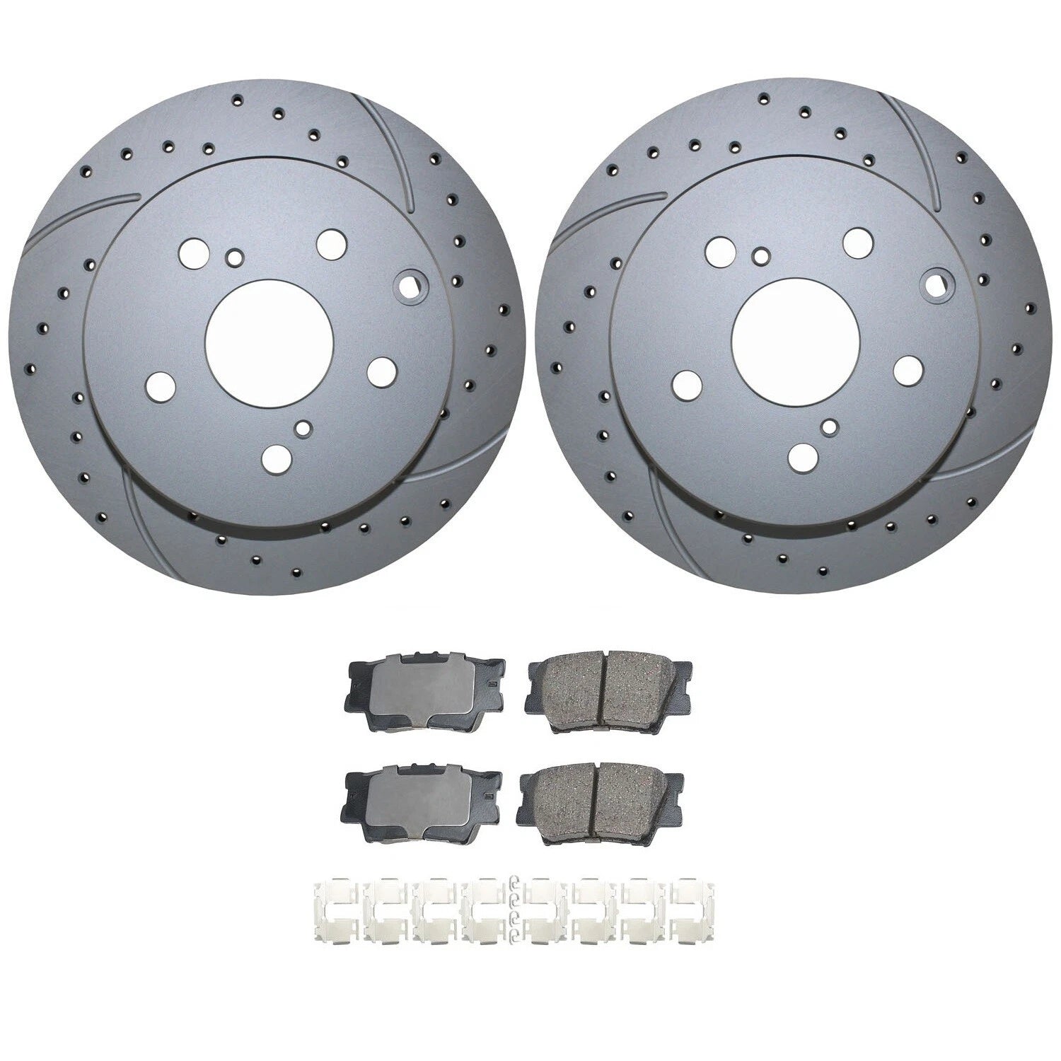 Rear Brake Kit Set of 4 Drilled Rotors & Ceramic Pads for HS250h RAV4 (2010–2015)