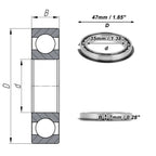 Deep Groove Ball Bearing 6807NR for Scooter Skateboard (35x47x7mm)