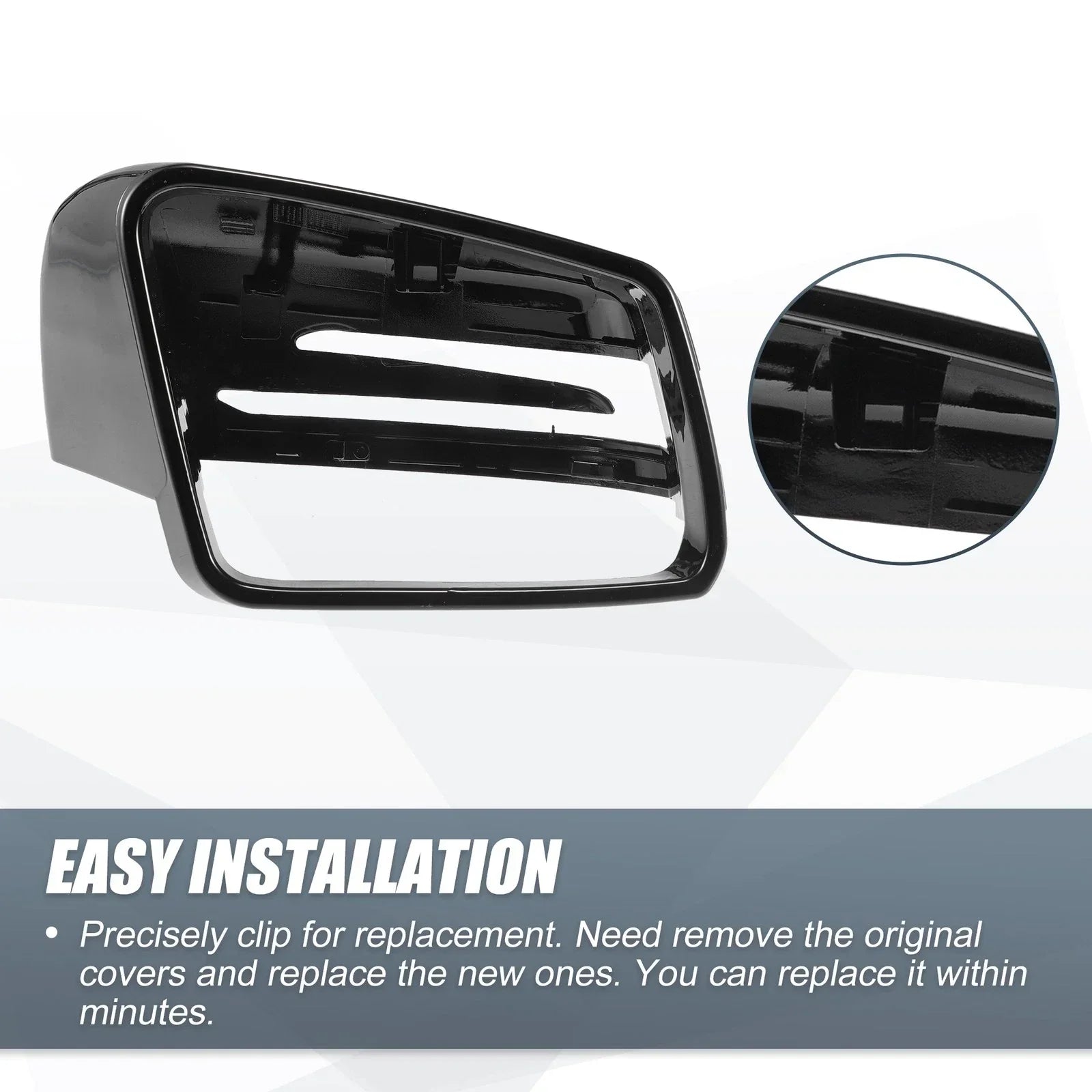 Right Mirror Cover Cap Gloss Black for Mercedes Benz A Class B Class C Class (2013-2023)