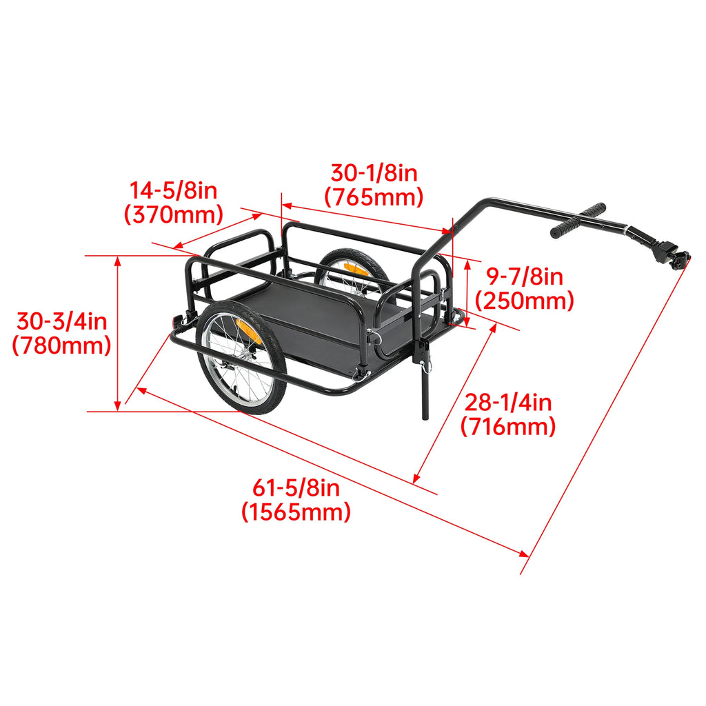 180LBS Universal Black Steel Bike Frame Cargo Trailer with Hitch