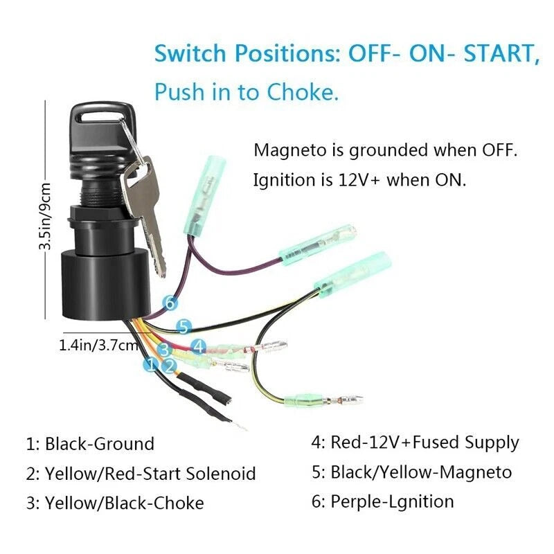 Ignition Switch with Key for Mercury Mariner Outboard (1987–1999) 87-17009A5