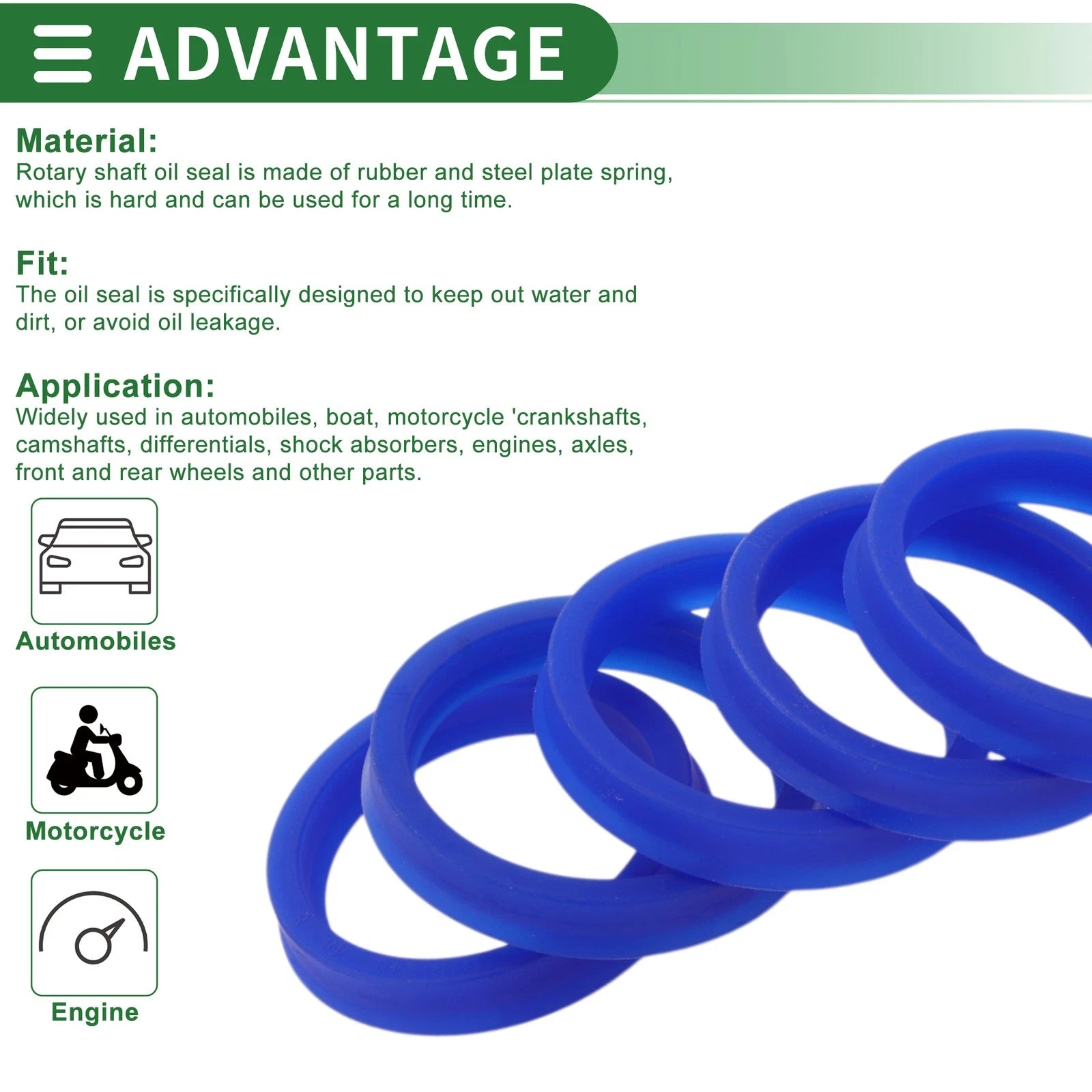 Set of 5 Oil Seal Rotary Shaft Seal 40x48x8mm High Pressure for Various Models
