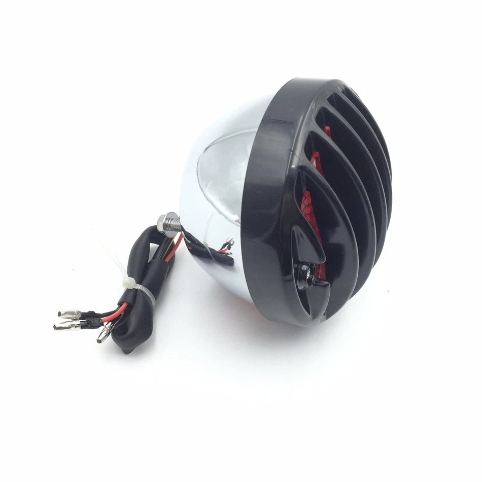 HTTMT Chrome Black LED Tail Brake Light for Custom Vehicles (Pre-Grilled)