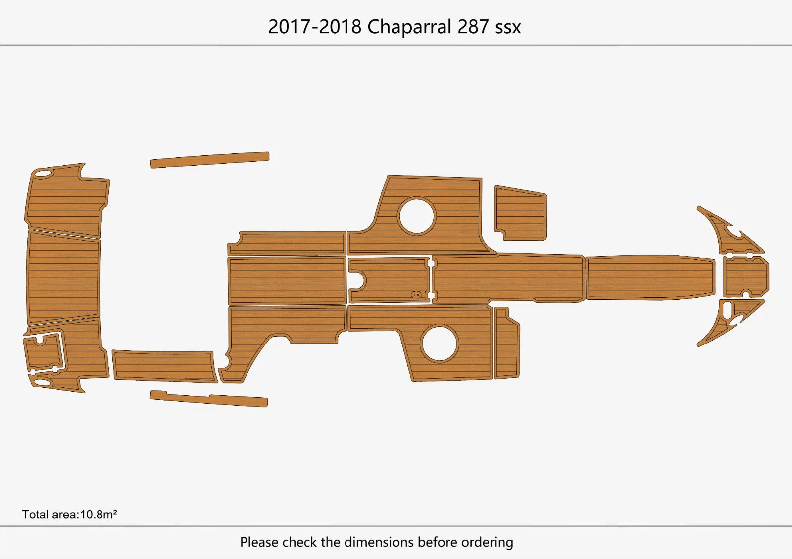 EVA Foam Teak Deck Floor Mat for Chaparral 287 SSX (2017–2018)