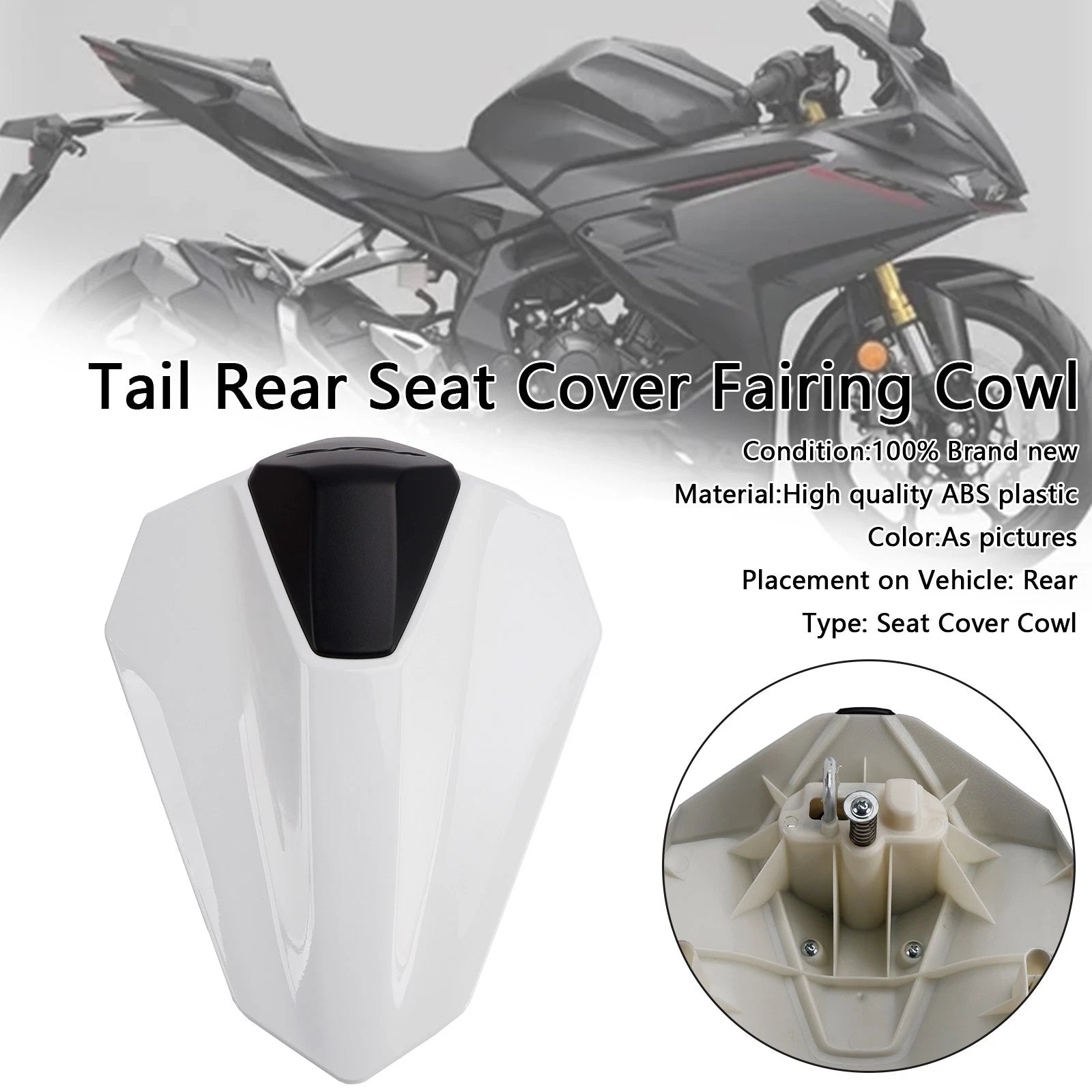 Rear Tail Pillion Seat Fairing Cover for Honda CBR250RR (2023–2024) Pearl White