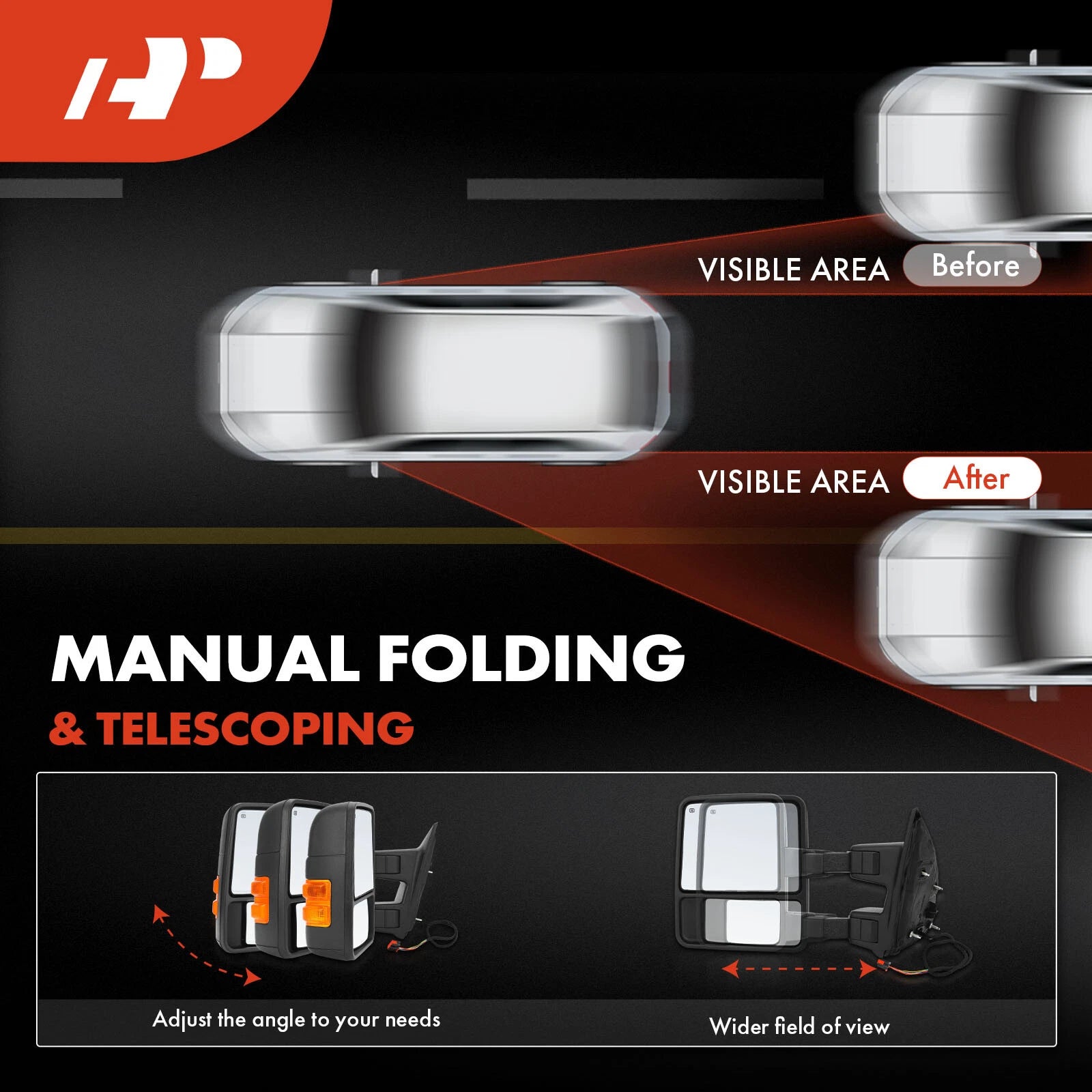 Pair Power Towing Mirrors for Ford F250 Super Duty