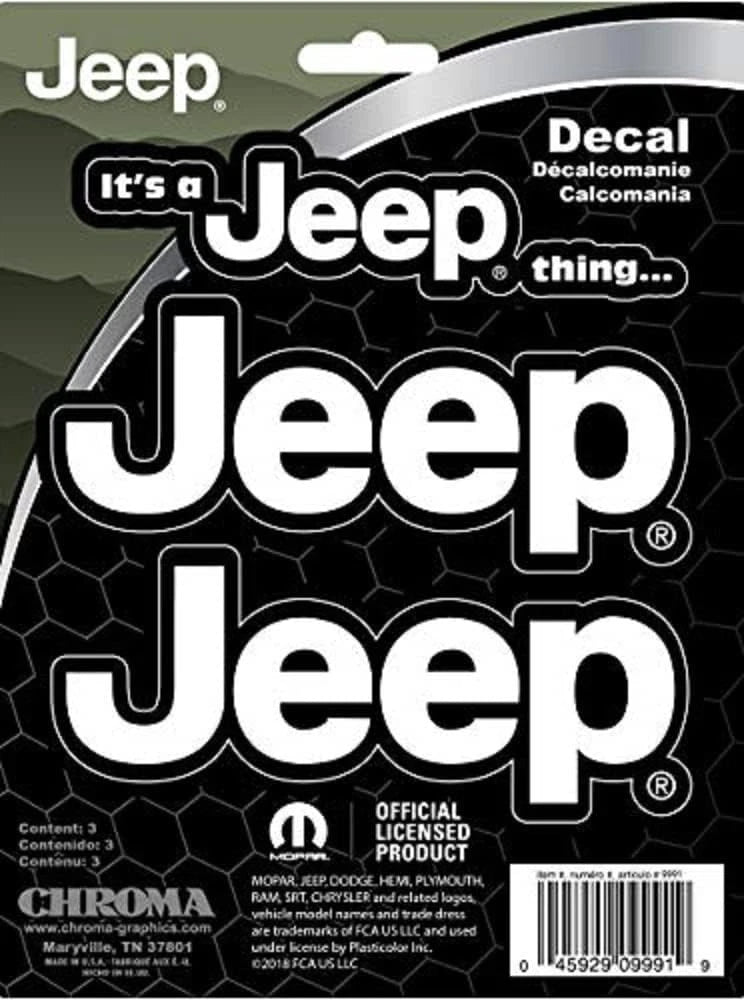 Set of 3 Stick Onz Decals for Jeep (Chroma 9991)