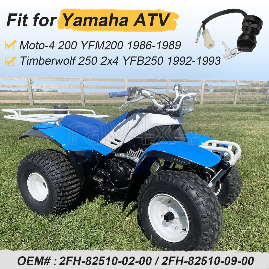 Ignition Key Switch for Yamaha Timberwolf 250 Moto-4 YFM 200 YFB 250 (1991–1999)