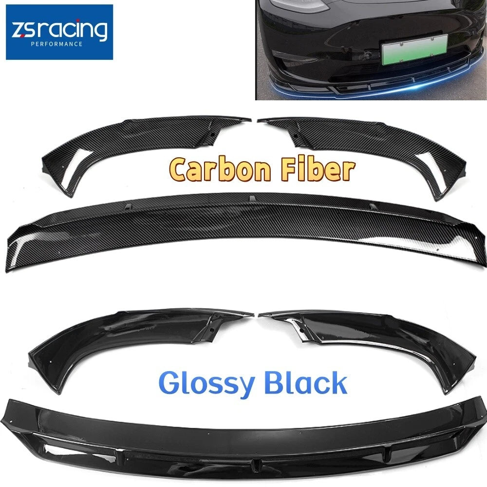 Front Bumper Lip Spoiler for Tesla Model Y (2020–2024) Carbon Fiber