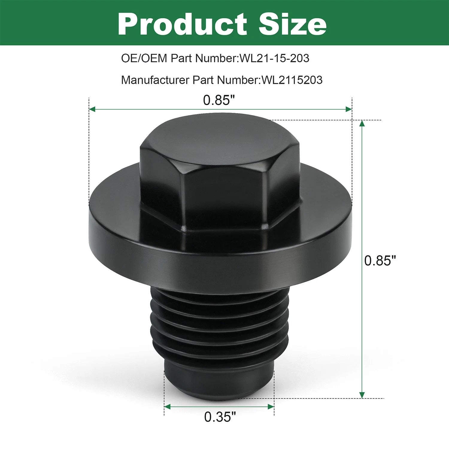 Coolant Drain Plug WL21-15-203 for Mazda CX-7, CX-9, 6 (2007–2012)