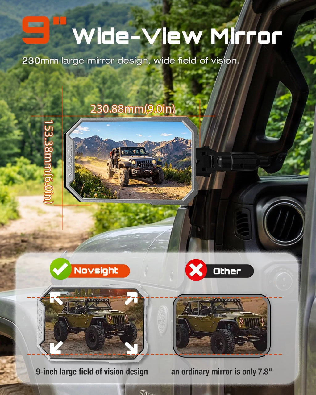 2pc Wider View Side Mirrors for Jeep Wrangler JL & Gladiator JT (2018–2023)