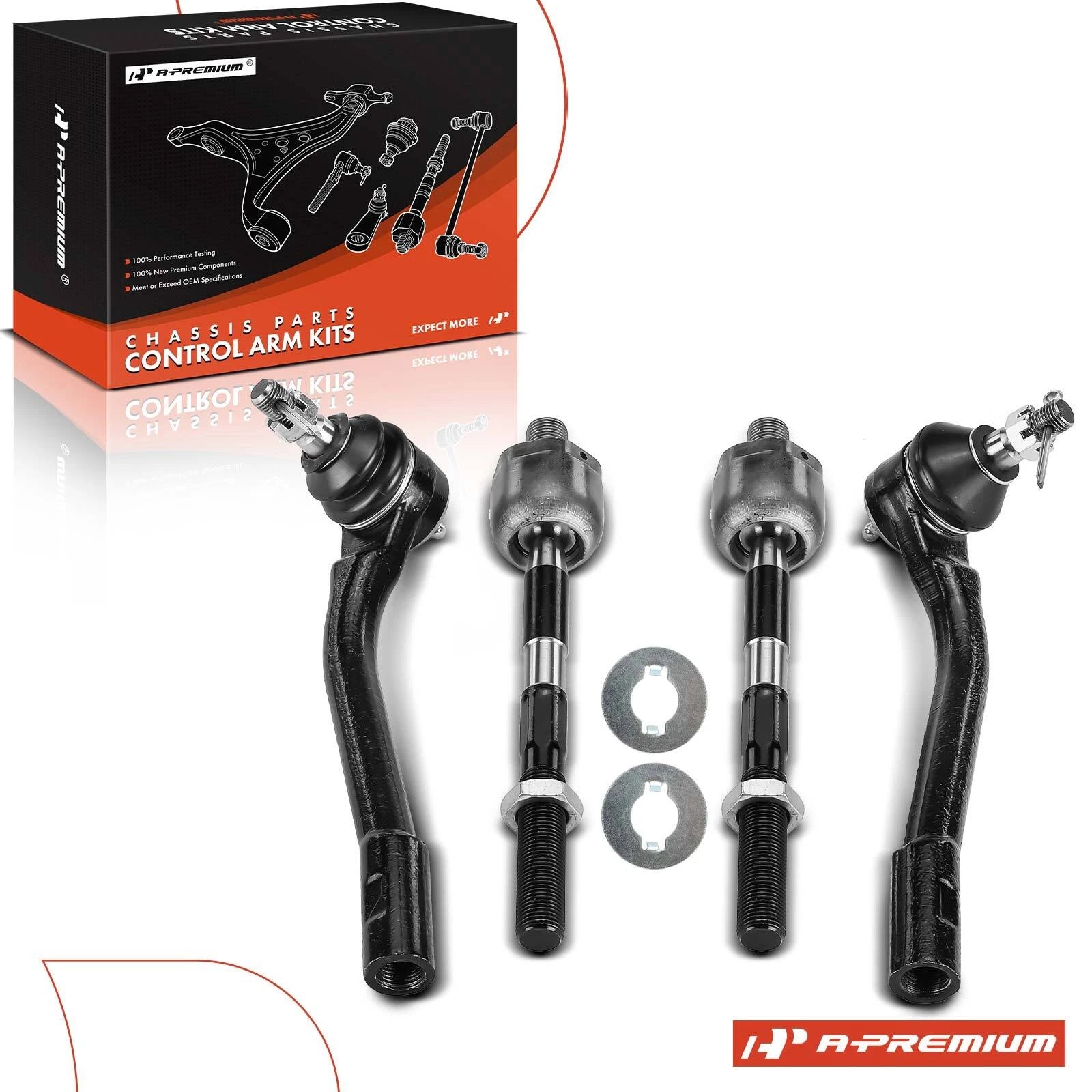 Set of 4 Front Inner Outer Steering Tie Rods for Kia Sedona (2002–2012)