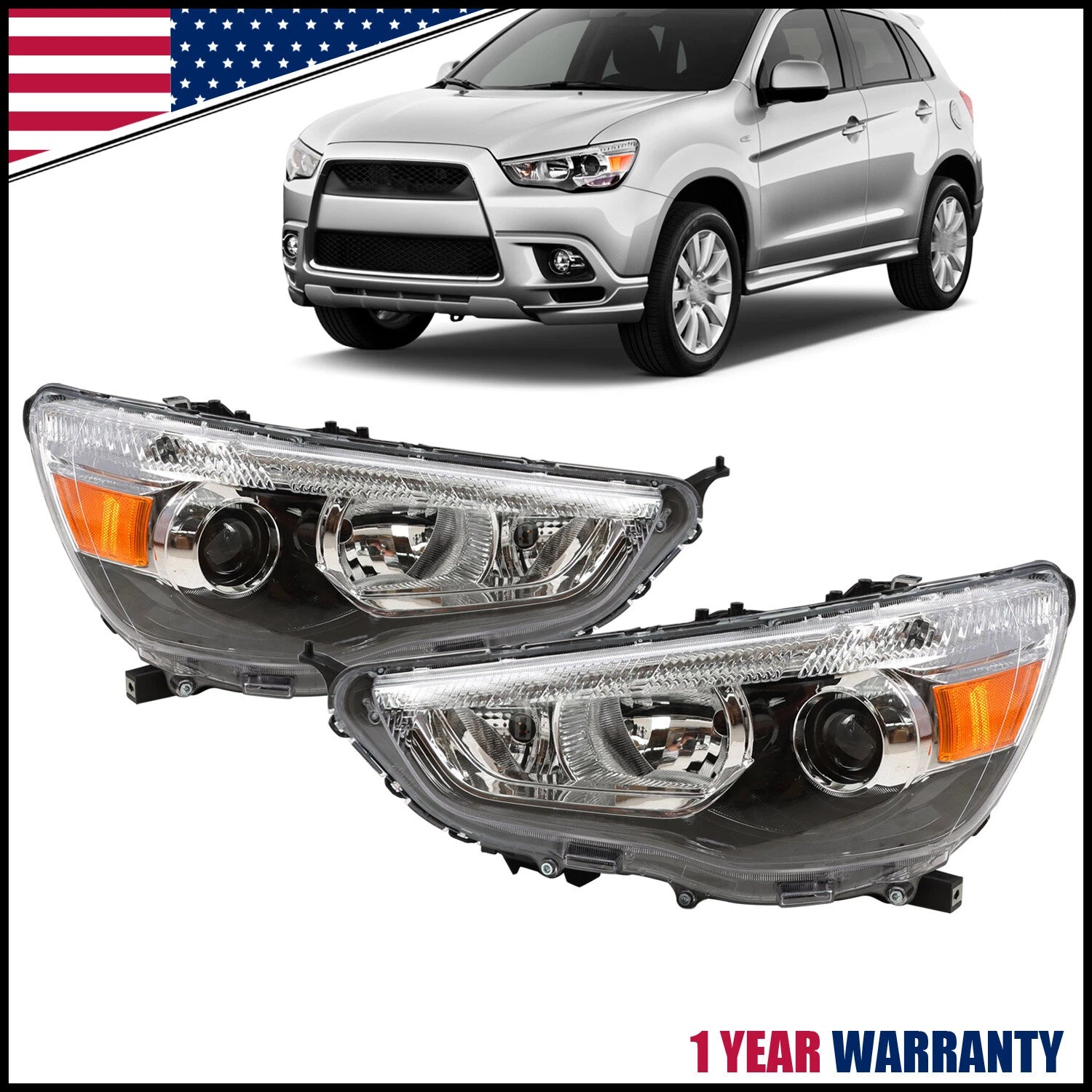 Pair of Headlights for Mitsubishi Outlander Sport (2011–2019)