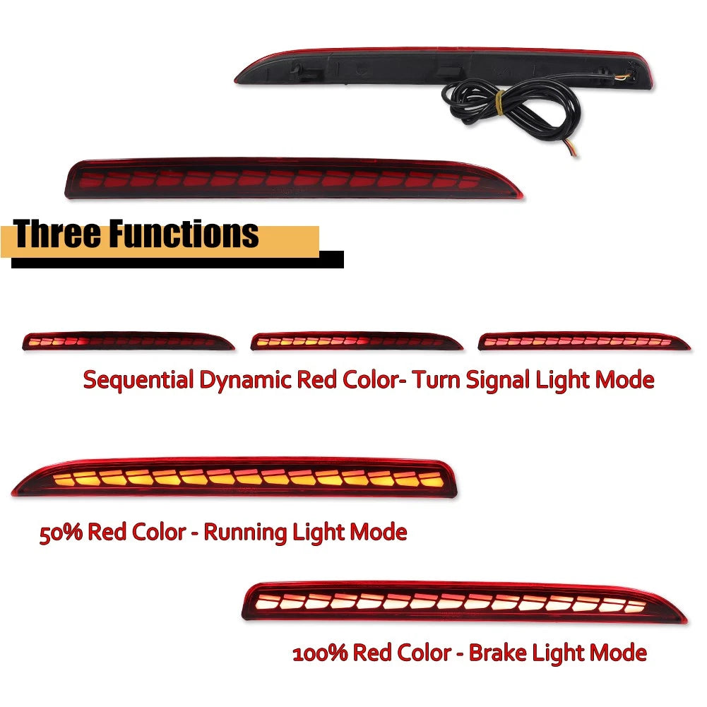 2X Red LED Rear Bumper Reflectors for Ford Explorer (2016–2019)