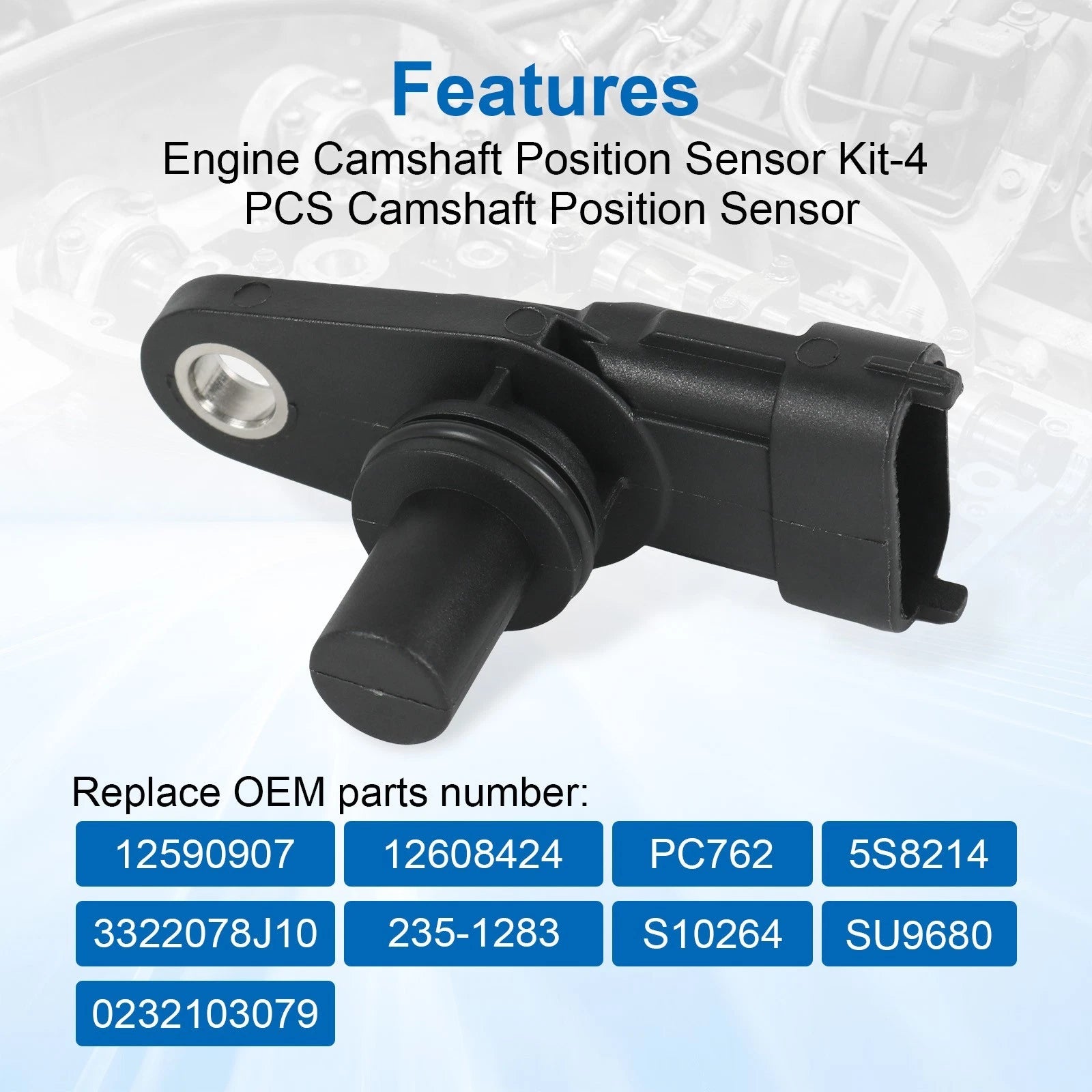 Set of 4 Camshaft Position Sensors for Chevrolet GMC Pontiac Cadillac Saturn