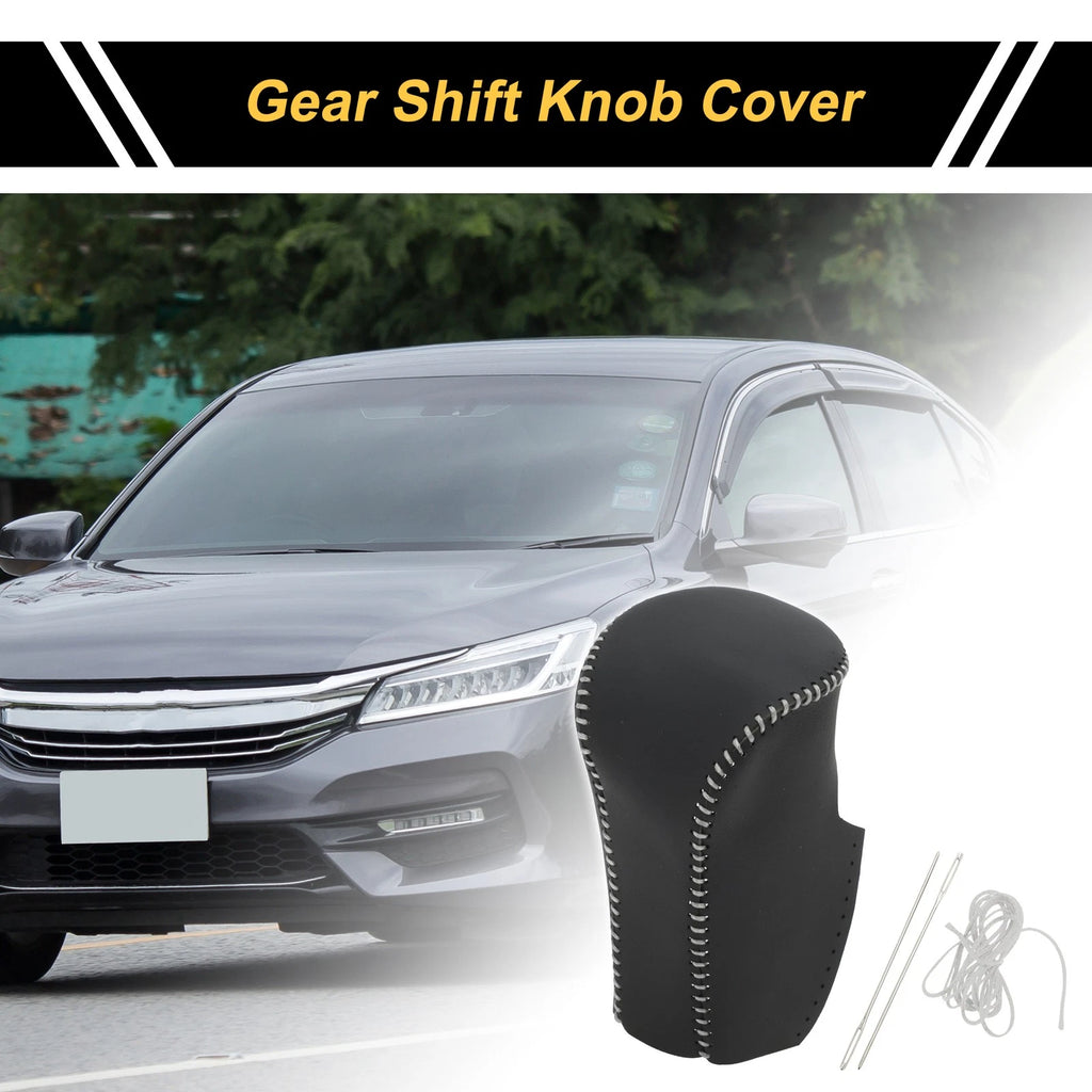 1 Pc Gear Shift Knob Cover for Honda Accord (2008–2012) Black Gray Faux Leather