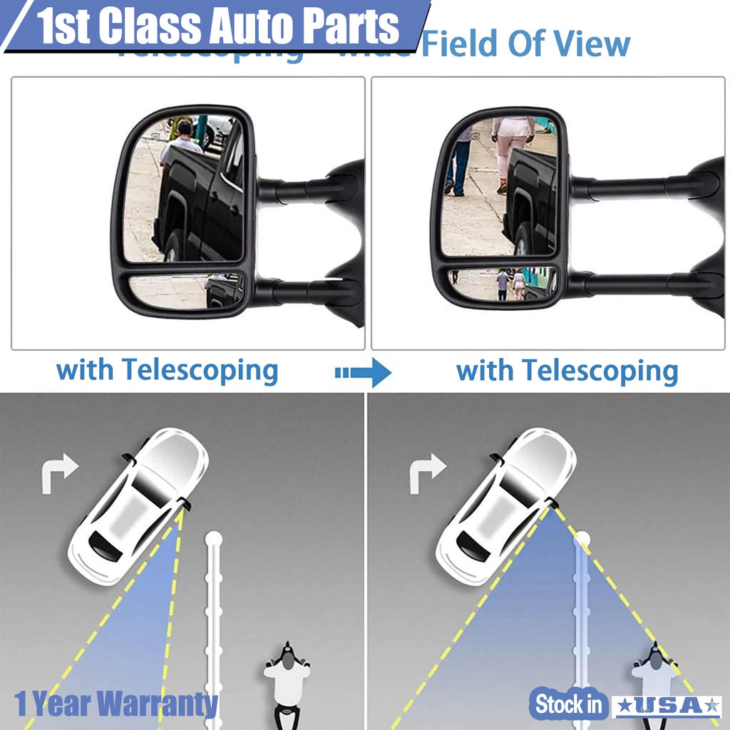 Pair Towing Mirrors for Ford F-250 F-350 F-450 Super Duty (1999–2007)
