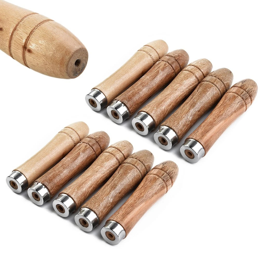 10pcs Wooden File Handle Replacement Strong Metal Collar for Craft Tool 9cm