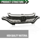 Front Bumper Upper Honeycomb Grille with Chrome Trim for Honda Fit (2018–2020)